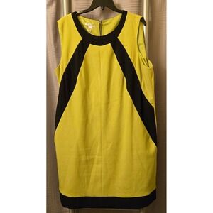London Style Collection Woman Lime Green Black Colorblock Dress 20W 153031